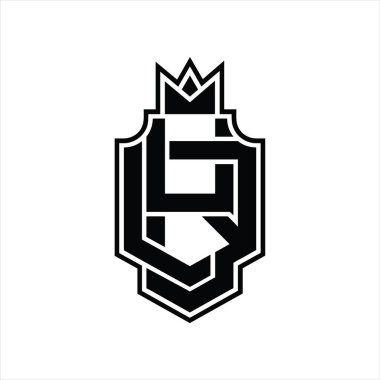 Taçlı tasarım şablonu ile üst üste binen YQ logo monogramı