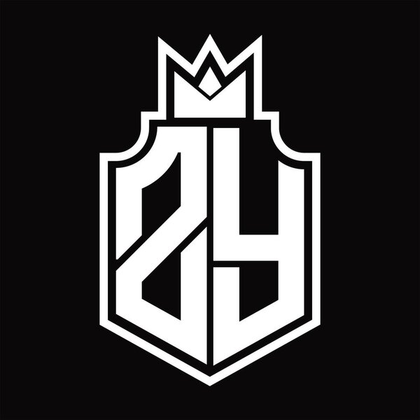 ZY Logo monogram emblem with crown design template