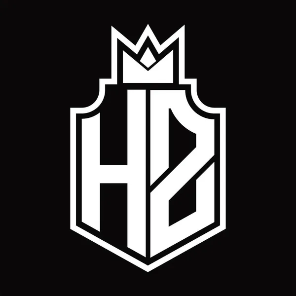 王冠のデザインテンプレートとHzロゴのモノグラムエンブレム — ストックベクタ