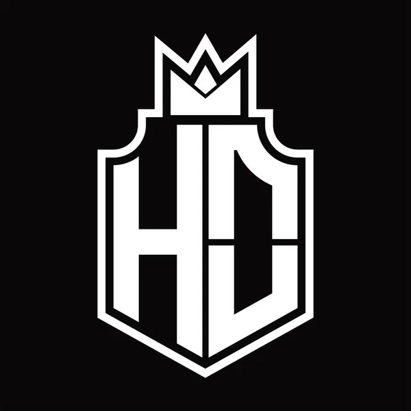 王冠のデザインテンプレートとHoロゴのモノグラムエンブレム — ストックベクタ