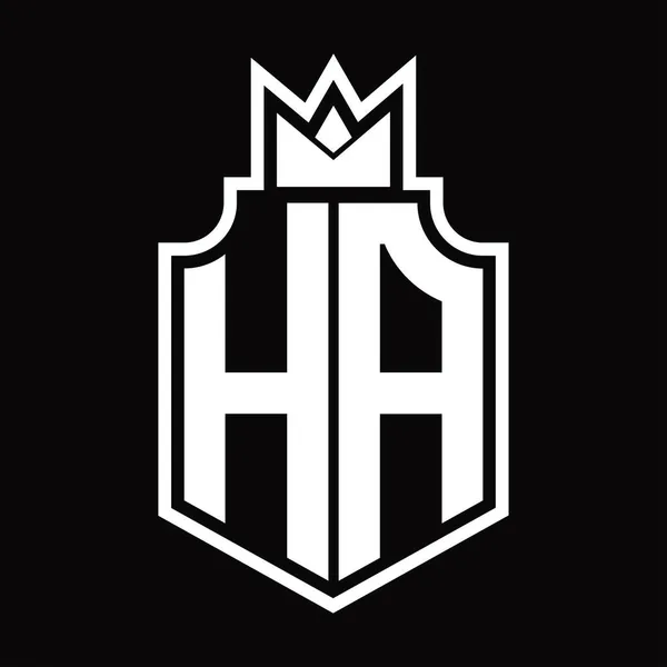 王冠のデザインテンプレートとHaロゴのモノグラムエンブレム — ストックベクタ