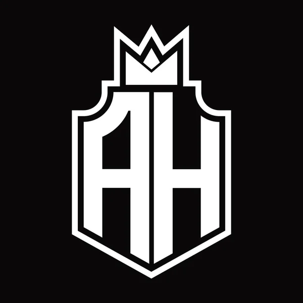 王冠のデザインテンプレートとAhロゴのモノグラムエンブレム — ストックベクタ