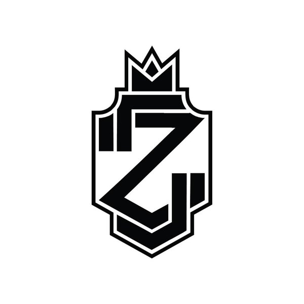 ZZ Logo monogram overlapping style with crown design template