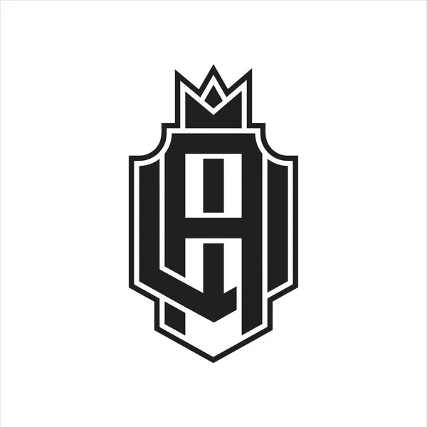 Logo Monogram Overlappende Stijl Met Kroon Ontwerp Template — Stockvector