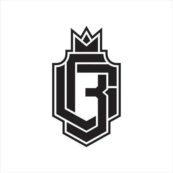 Logo Monogram Overcoling Style Crown Design Template — 스톡 벡터