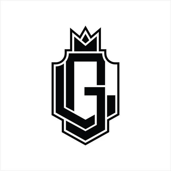 Logo Monogram Overcoling Style Crown Design Template — 스톡 벡터
