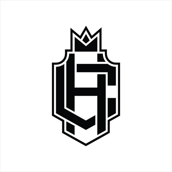 Logo Monogram Overcoling Style Crown Design Template — 스톡 벡터