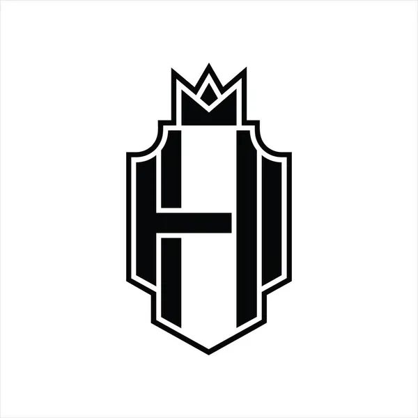 Hhロゴのモノグラムは クラウンデザインテンプレートとスタイルを重複 — ストックベクタ