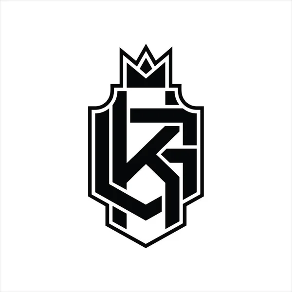 Logo Monogram Overcoling Style Crown Design Template — 스톡 벡터