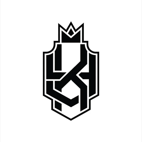 Монограмма Logo Перекрывает Стиль Шаблоном Короны — стоковый вектор