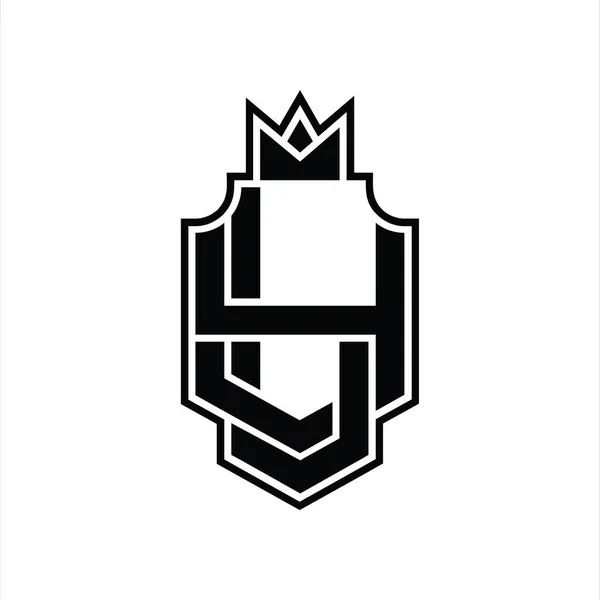 Logo Monogram Överlappande Stil Med Krona Design Mall — Stock vektor