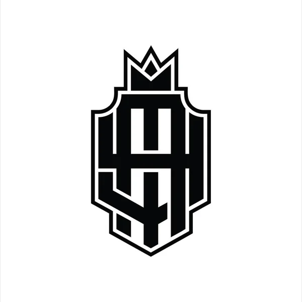 Монограмма Моего Логотипа Перекрывает Стиль Шаблоном Короны — стоковый вектор