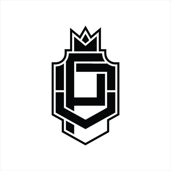 Logo Monogram Overcoling Style Crown Design Template — 스톡 벡터