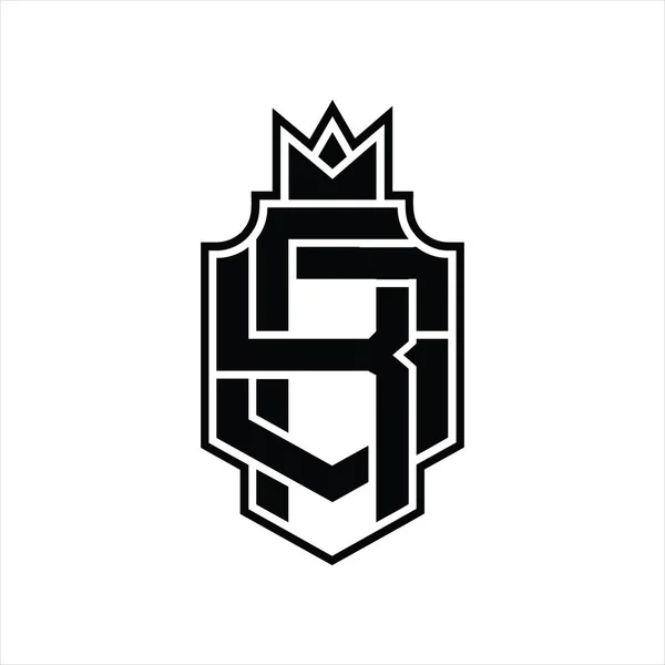 Logotyp Monogram Överlappande Stil Med Krona Designmall — Stock vektor