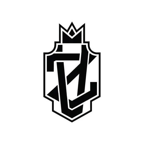 Монограмма Logo Стиле Перекрытия Шаблоном Короны — стоковый вектор