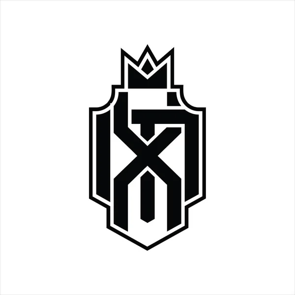 Logo Monogram Overlapping Style Crown Design Template — Stock Vector