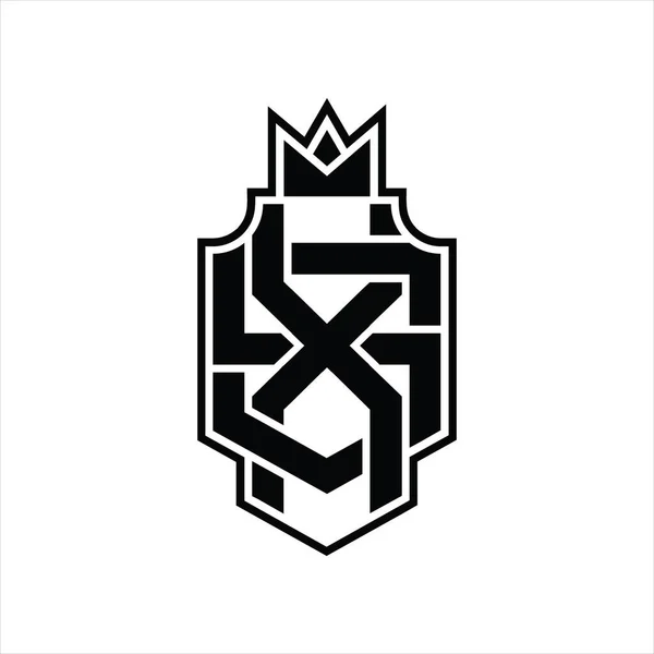 Logotyp Monogram Överlappande Stil Med Krona Designmall — Stock vektor