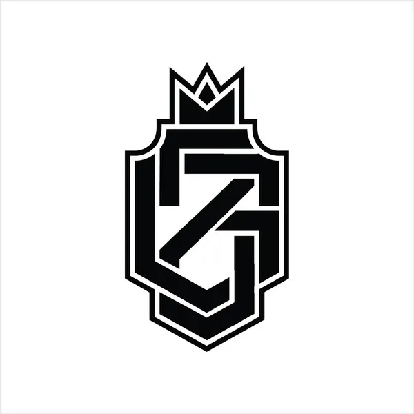 Logo Monogram Overcoling Style Crown Design Template — 스톡 벡터