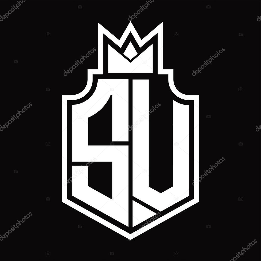 SV Logo monogram emblem with crown design template