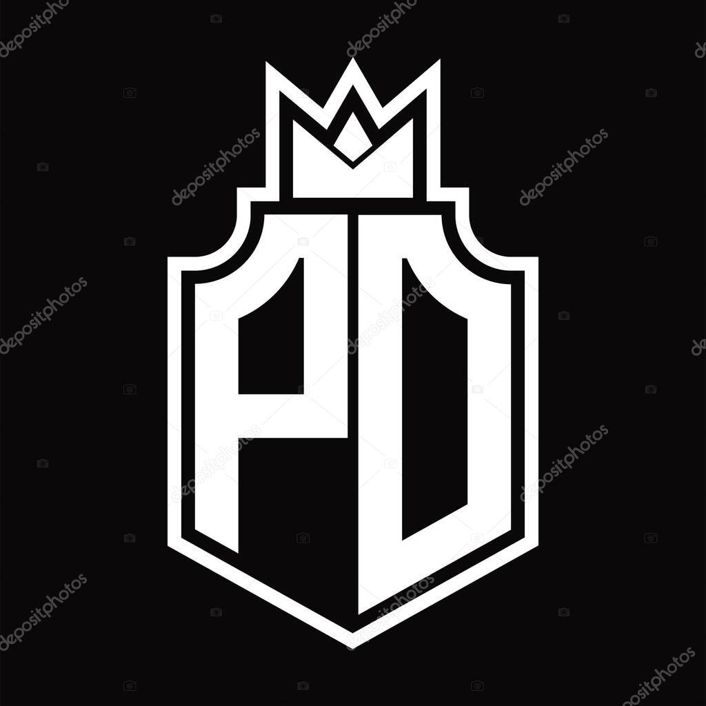 PD Logo monogram emblem with crown design template