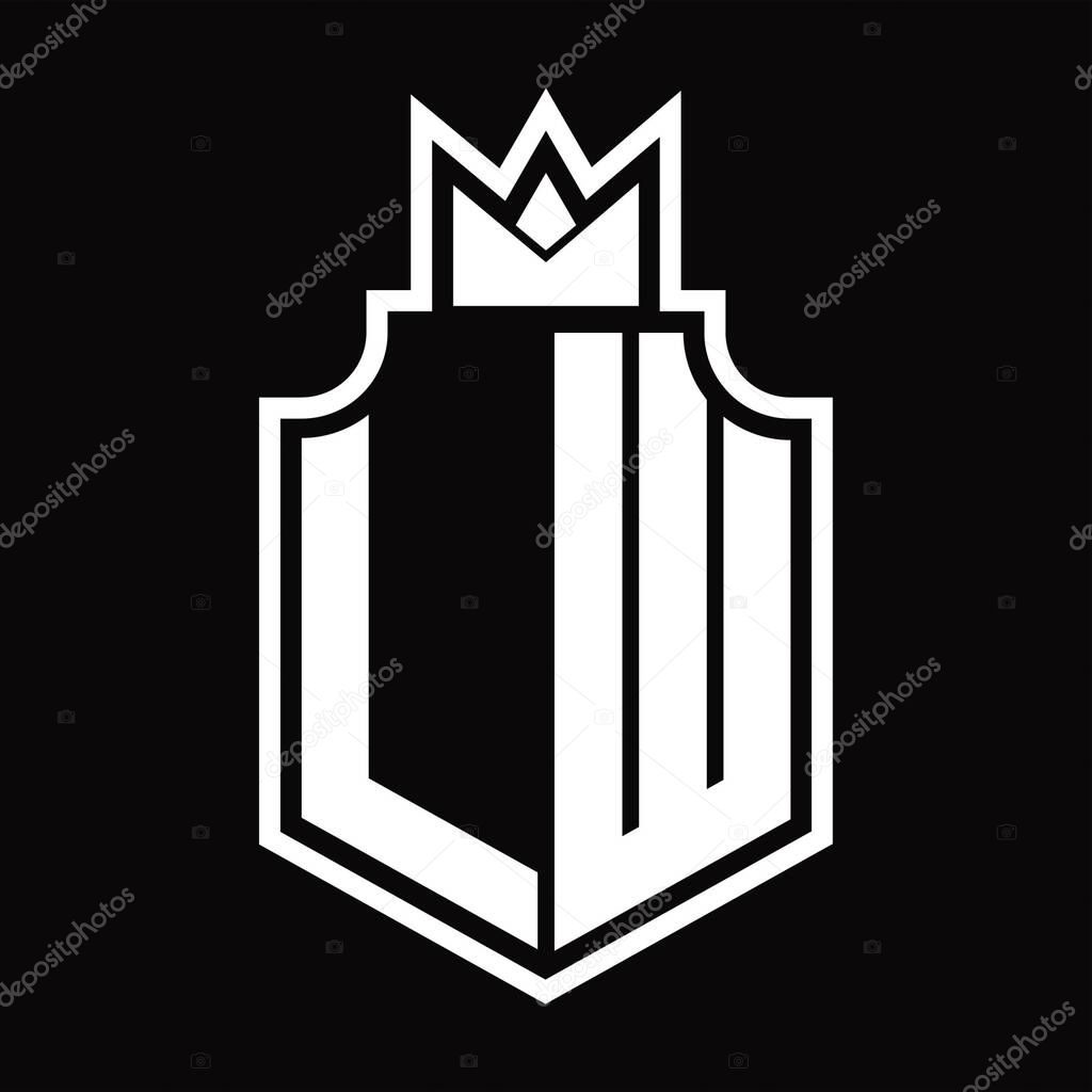 LW Logo monogram emblem with crown design template