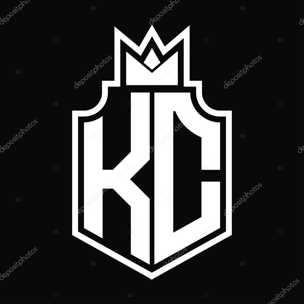 KC Logo monogram emblem with crown design template
