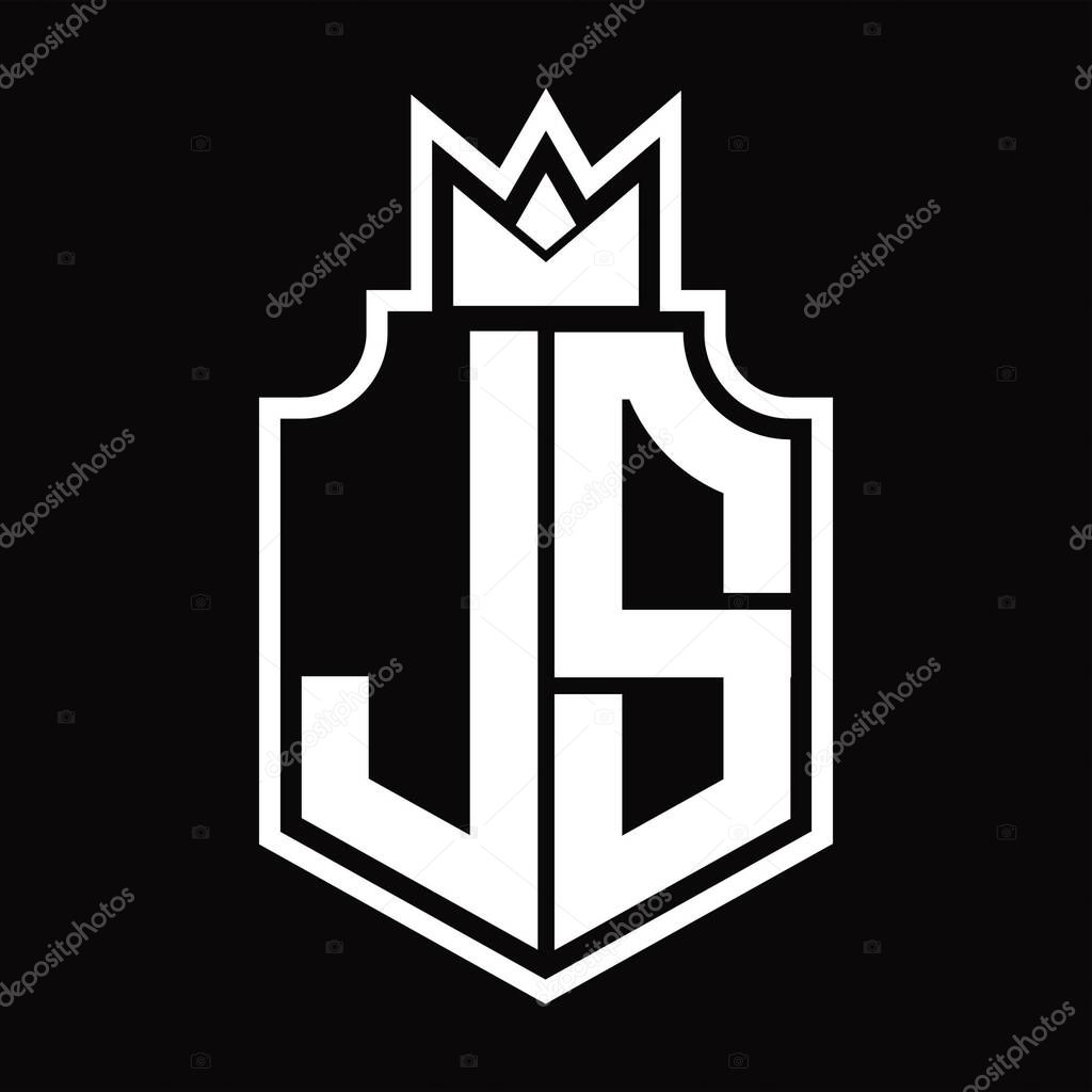 JS Logo monogram emblem with crown design template