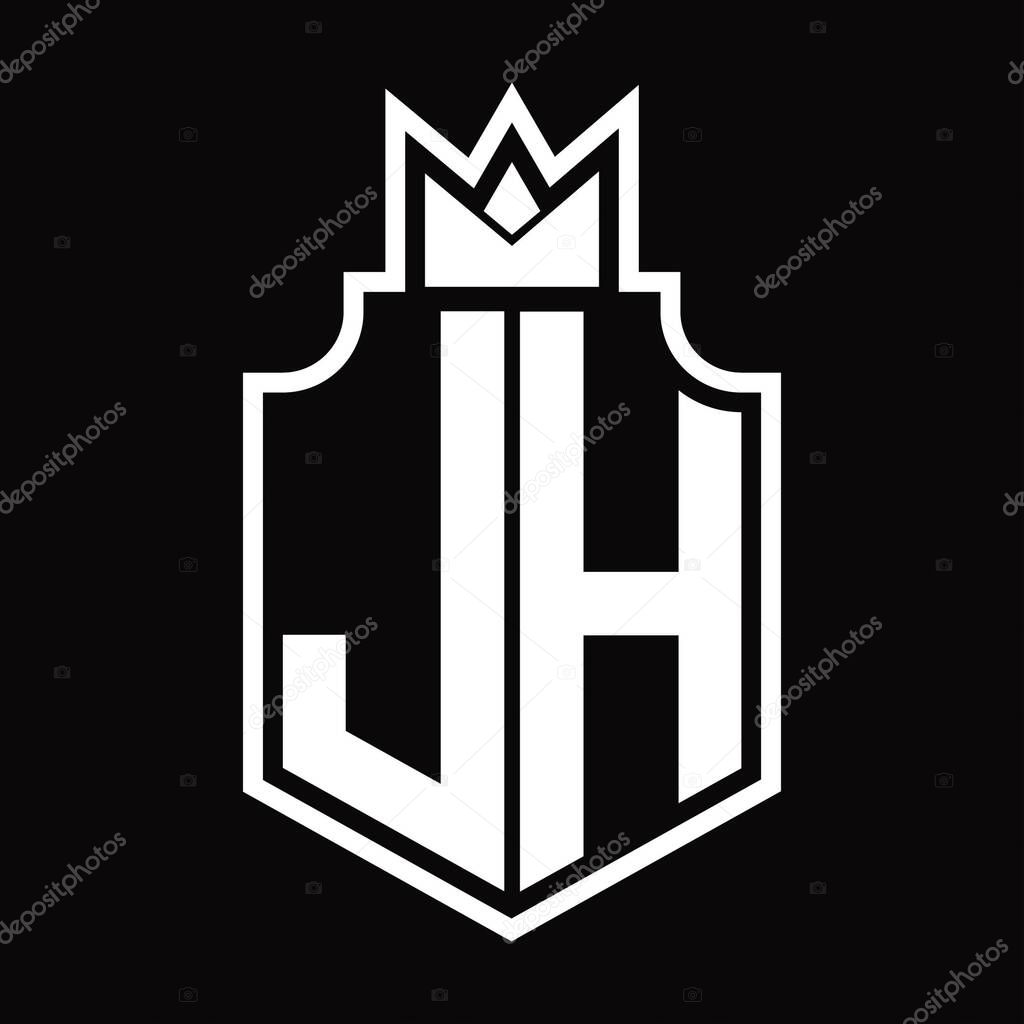 JH Logo monogram emblem with crown design template