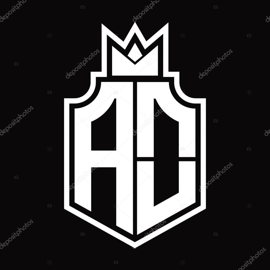 AO Logo monogram emblem with crown design template