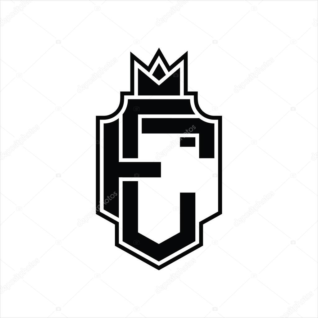 EF Logo monogram overlapping style with crown design template