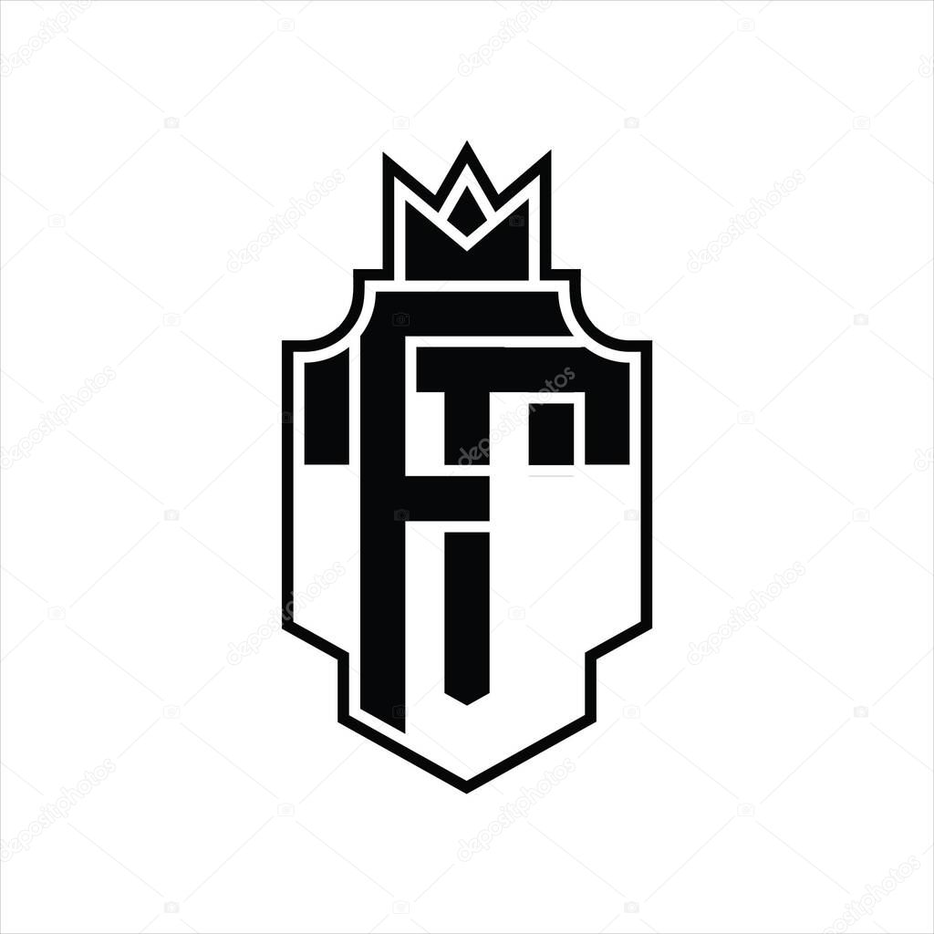FT Logo monogram overlapping style with crown design template