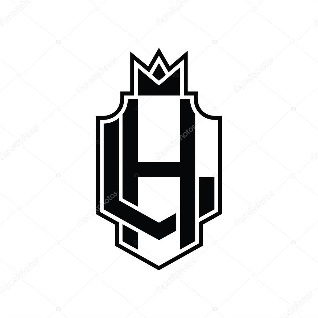 HL Logo monogram overlapping style with crown design template