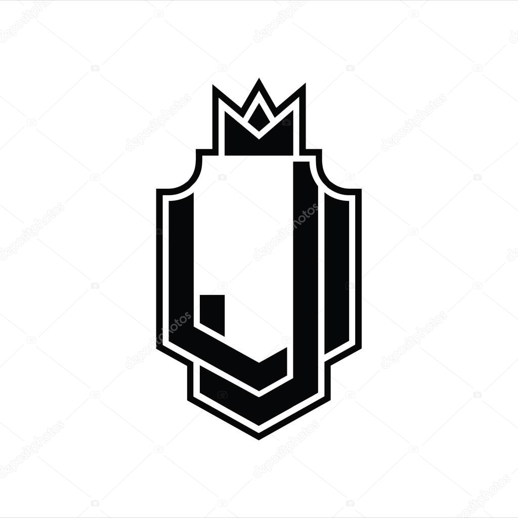 JU Logo monogram overlapping style with crown design template