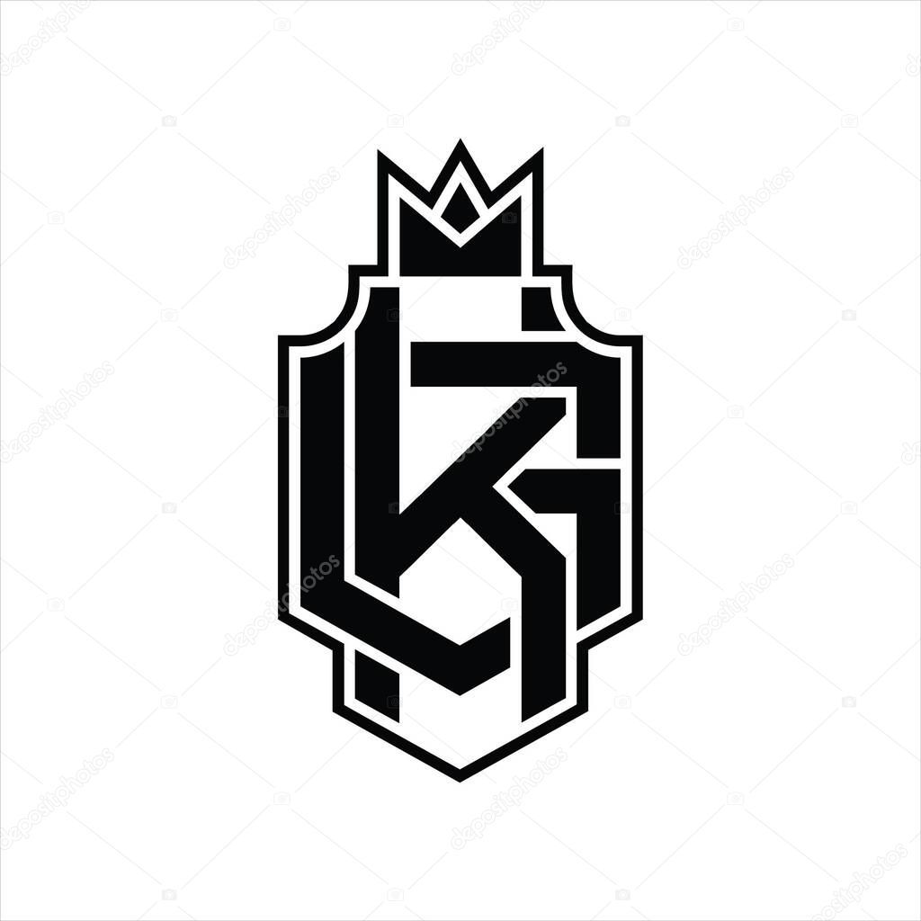 KG Logo monogram overlapping style with crown design template