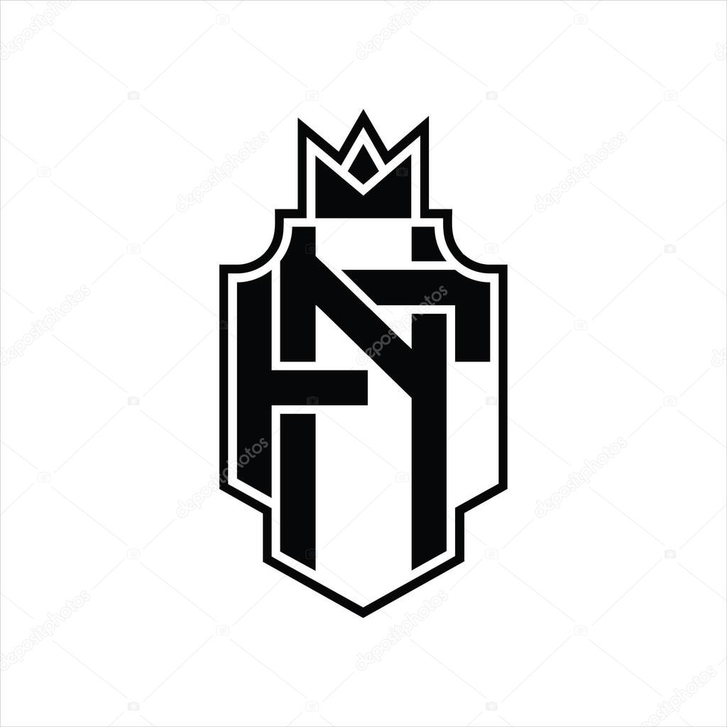NF Logo monogram overlapping style with crown design template
