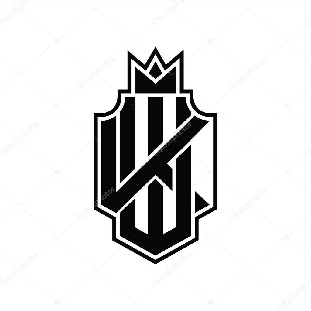 WK Logo monogram overlapping style with crown design template