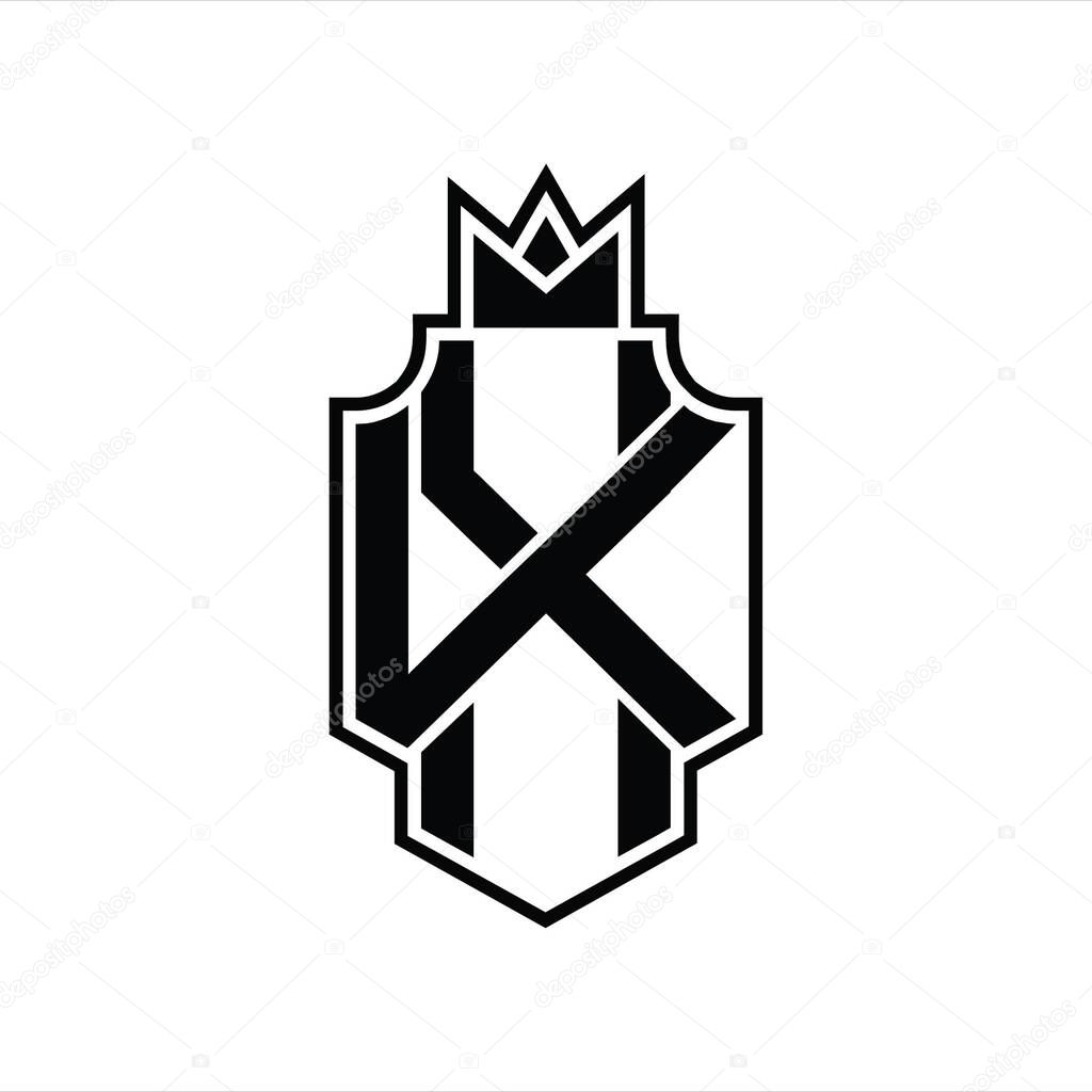 XK Logo monogram overlapping style with crown design template
