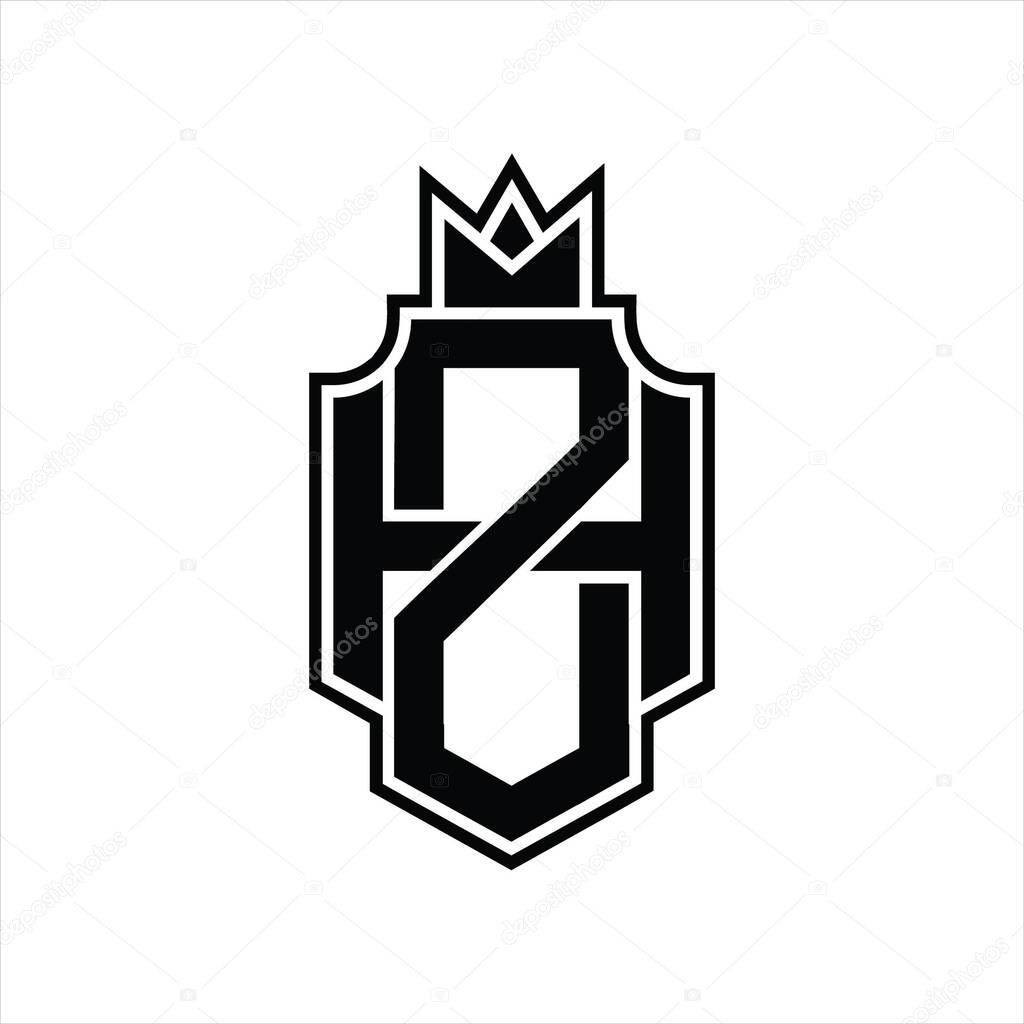 ZH Logo monogram overlapping style with crown design template