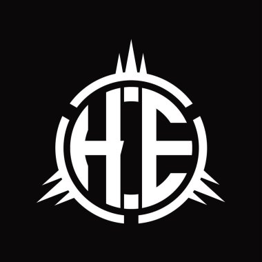 Çember element dizayn şablonunda HE logo monogramı izole edildi