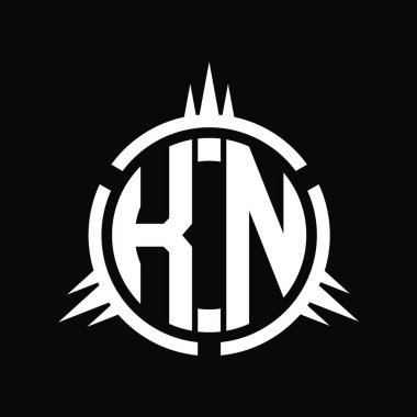 Çember element tasarım şablonu üzerinde izole edilmiş KN Logo monogramı