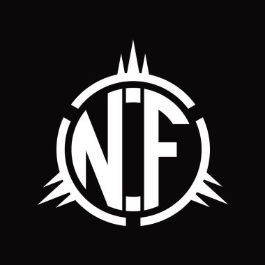 Çember element tasarım şablonu üzerinde izole edilmiş NF Logo monogramı