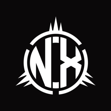 Çember element dizayn şablonunda izole edilmiş NX Logo monogramı