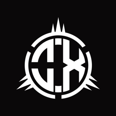 Çember element tasarım şablonu üzerinde izole edilmiş OX Logo monogramı