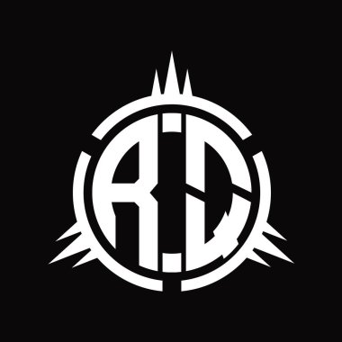 Çember element tasarım şablonunda izole edilmiş RQ Logo monogramı