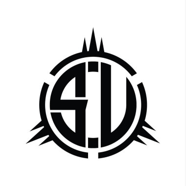 Çember element dizayn şablonunda SU Logo monogramı izole edildi