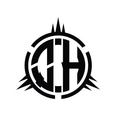 QH Logo monogramı çember element tasarım şablonunda izole edildi