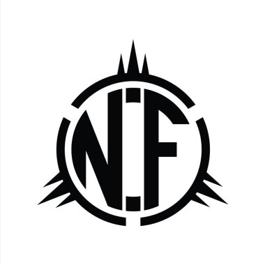 Çember element tasarım şablonu üzerinde izole edilmiş NF Logo monogramı
