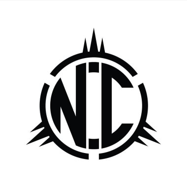 Çember element tasarım şablonu üzerinde izole edilmiş NC Logo monogramı