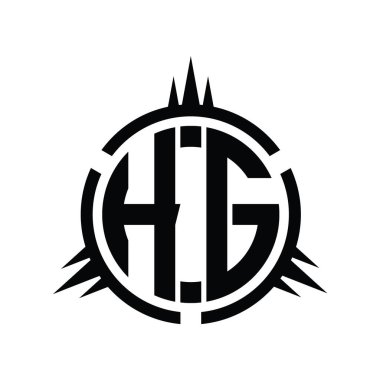 Çember element dizayn şablonunda HG logo monogramı izole edildi