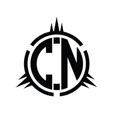 Çember element dizayn şablonunda izole edilmiş CN logo monogramı